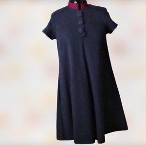 Vintage EXPO PETITE Heavy Cotton Knit Blue Swing Trapeze Dress